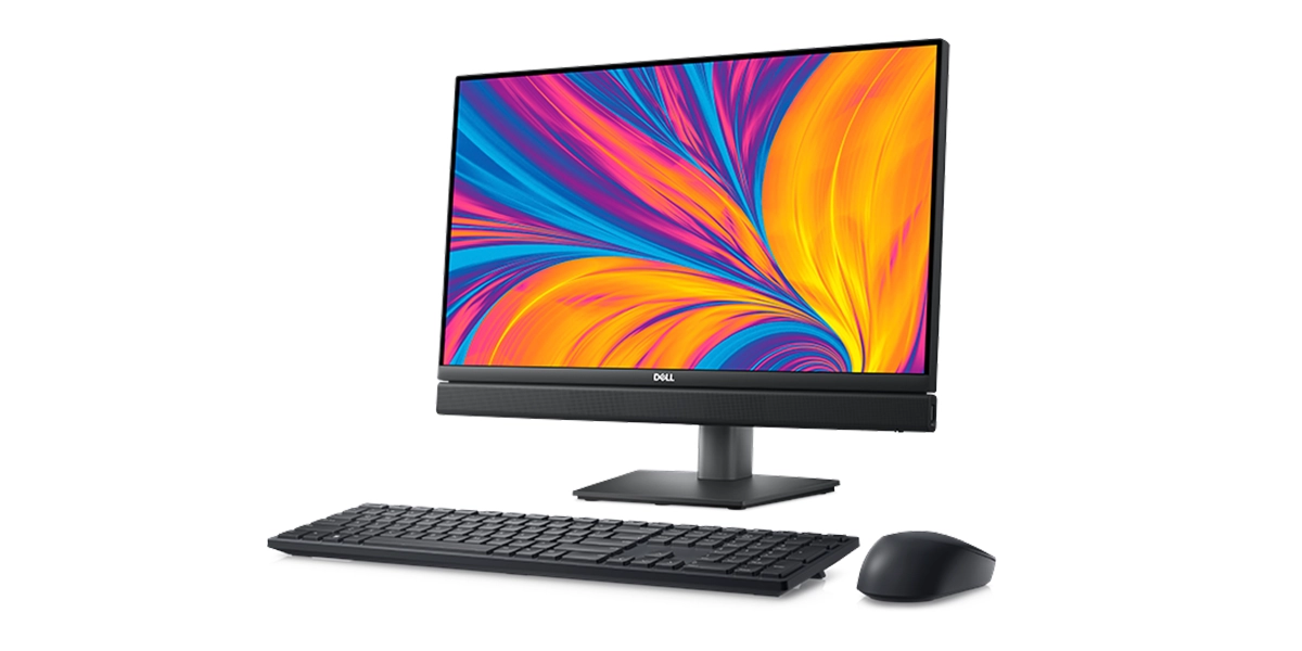 M-Link Dell OptiPlex 7420 all-in-one desktop computer featuring a 23.8-inch display with vibrant, colorful abstract wallpaper